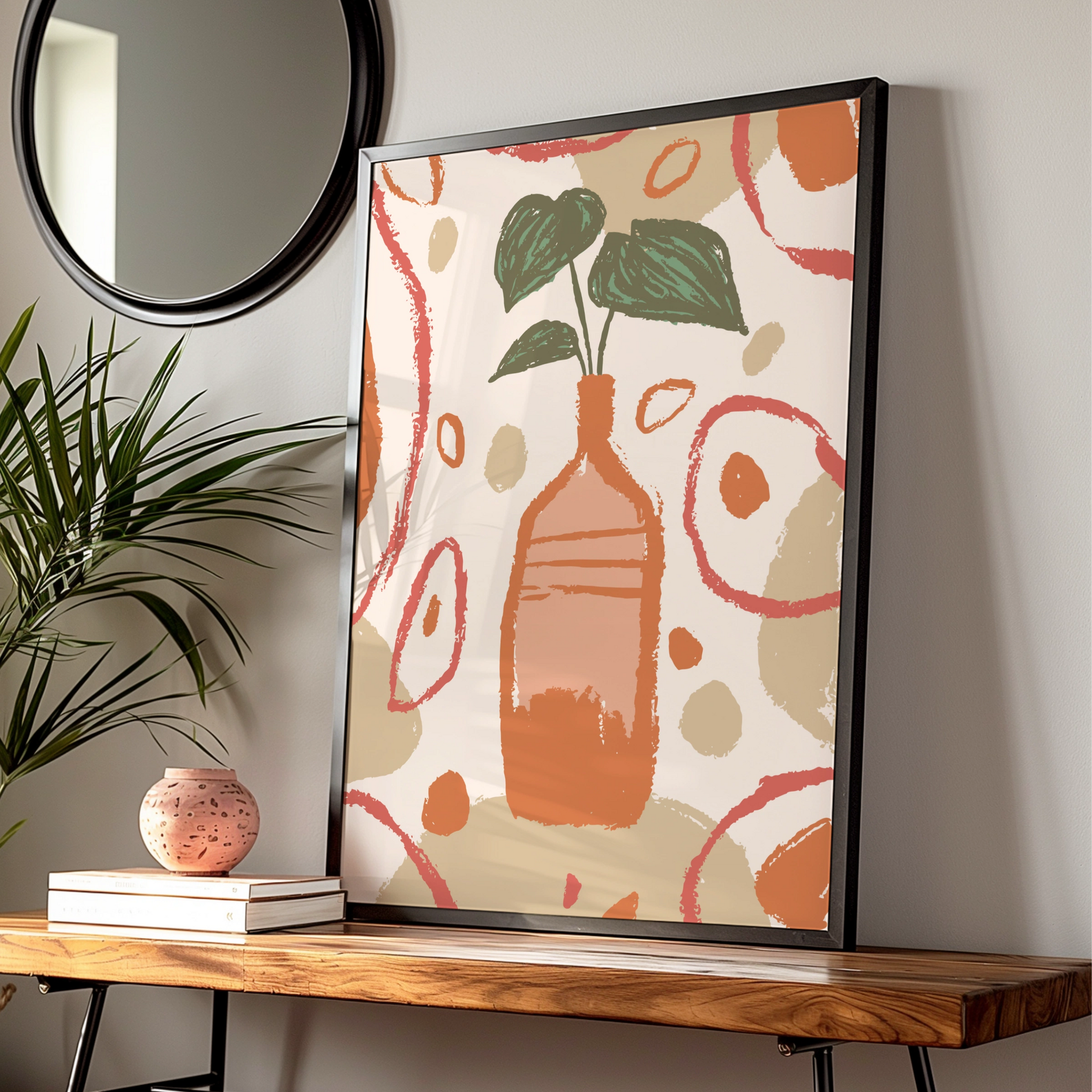Orange Fruit Kitchen Wall Art, Citrus Poster, Blue Tile Print, Retro Kitchen Decor