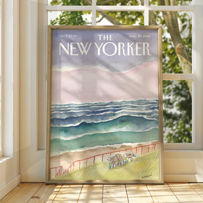 The New Yorker Beach Cover Poster, Sempe Coastal Wall Art, Ocean Watercolour Print