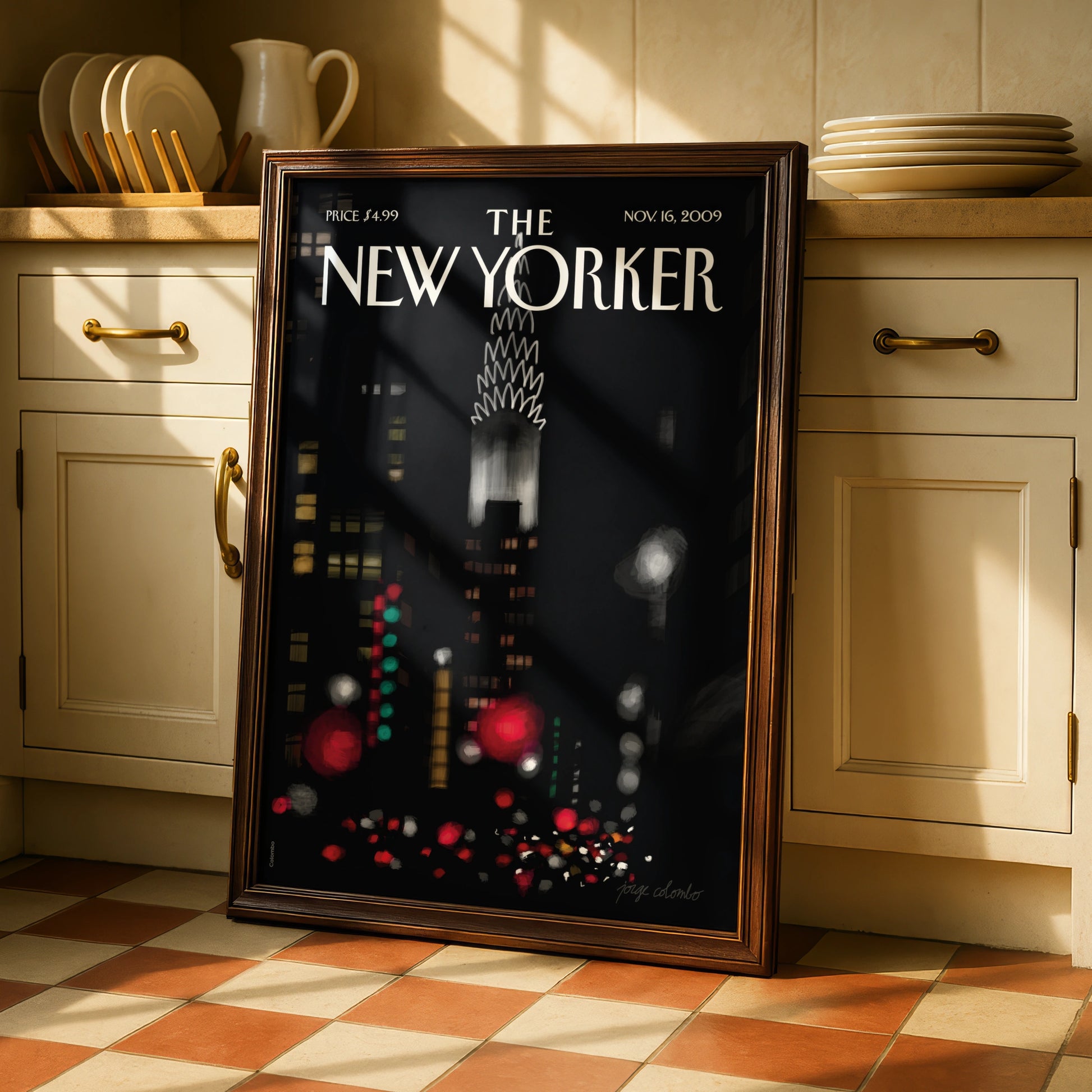 The New Yorker Poster, Chrysler Building Night Skyline, NYC Wall Art Print