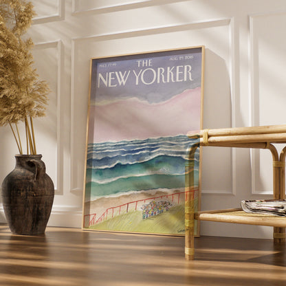 The New Yorker Beach Cover Poster, Sempe Coastal Wall Art, Ocean Watercolour Print