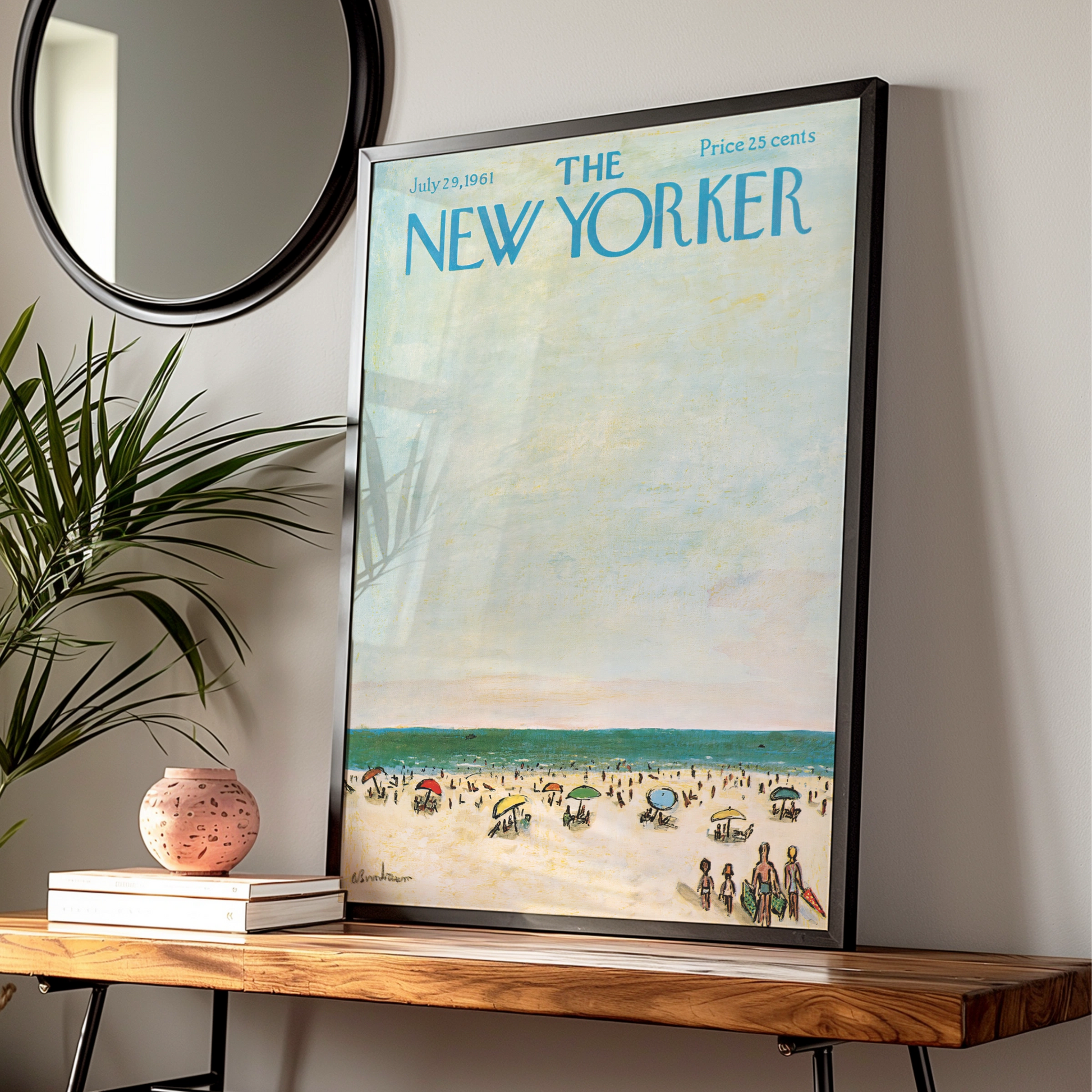 The New Yorker 1961 Beach Cover Poster, Vintage Summer Seaside Wall Art Print