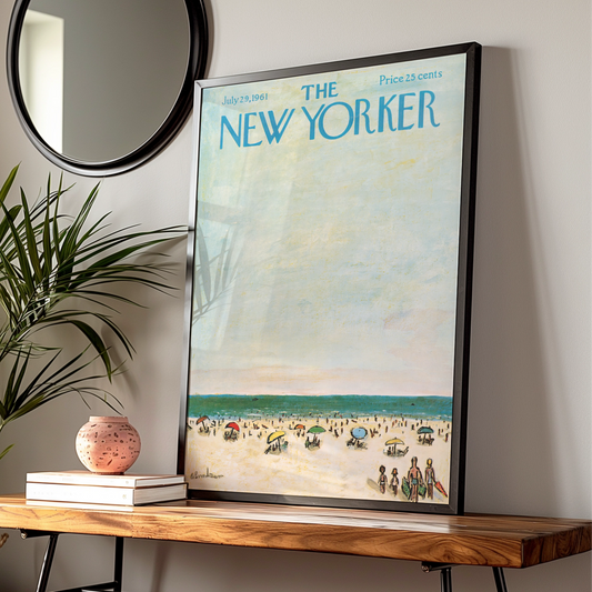 The New Yorker 1961 Beach Cover Poster, Vintage Summer Seaside Wall Art Print