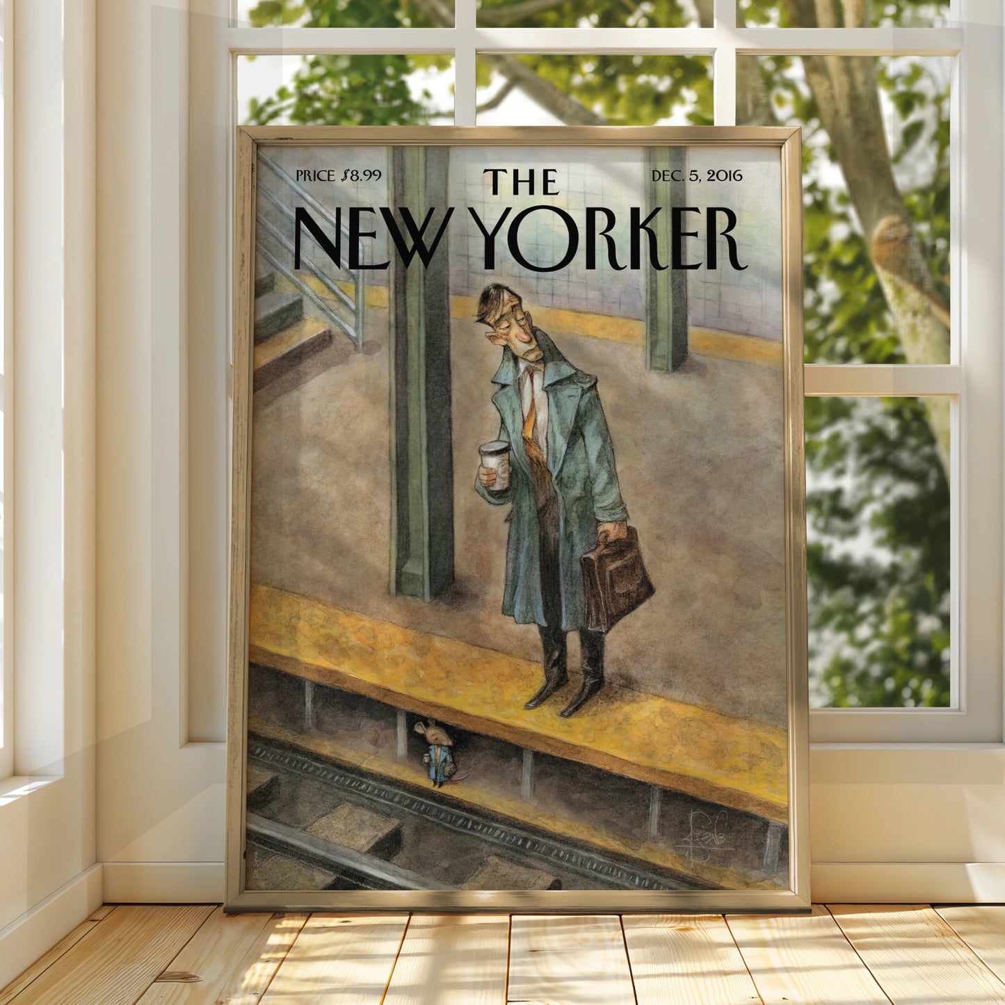 The New Yorker Cover Poster, NYC Subway Art Print, Commuter Wall Art, December 2016