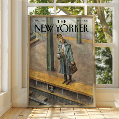 The New Yorker Cover Poster, NYC Subway Art Print, Commuter Wall Art, December 2016