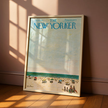 The New Yorker 1961 Beach Cover Poster, Vintage Summer Seaside Wall Art Print