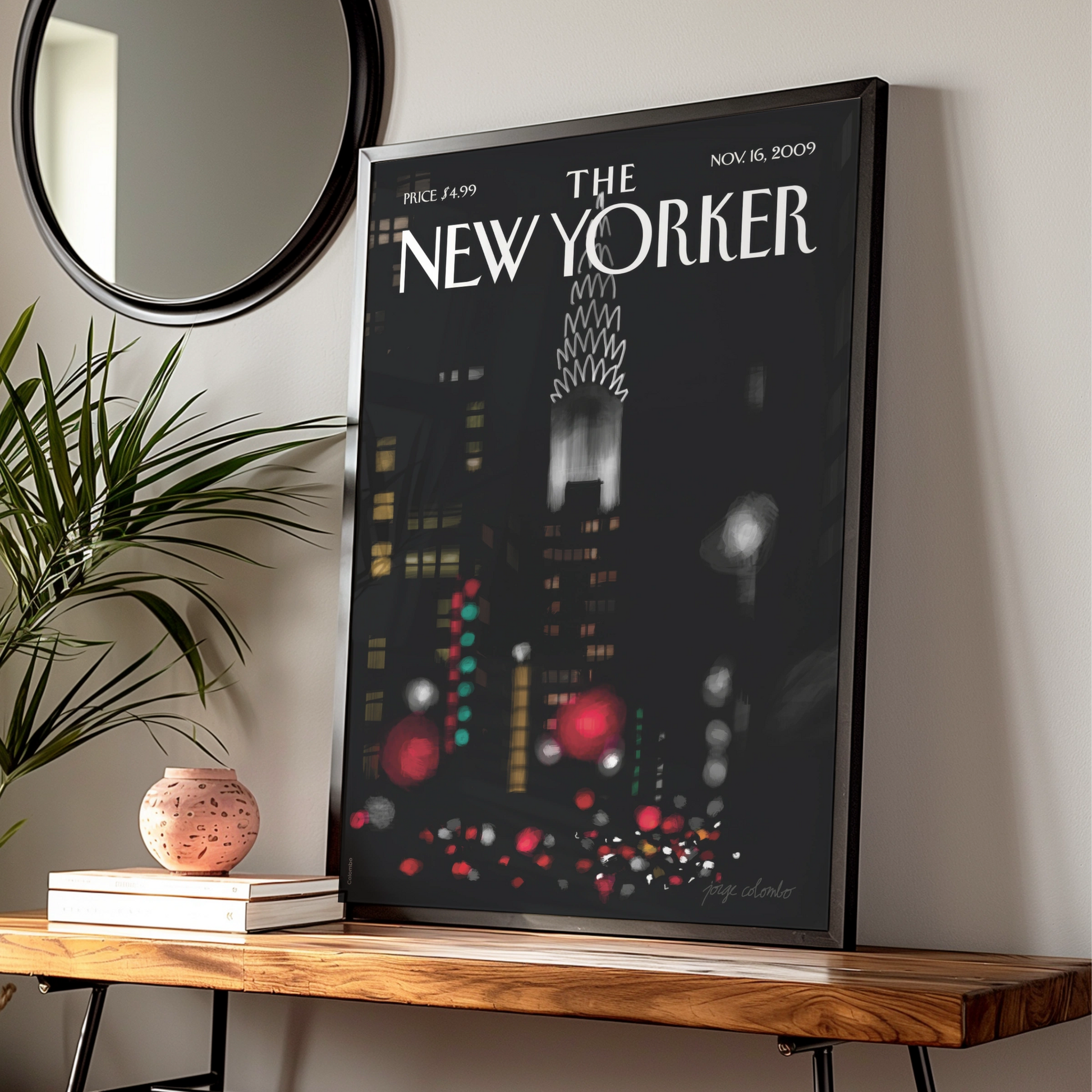 The New Yorker Poster, Chrysler Building Night Skyline, NYC Wall Art Print
