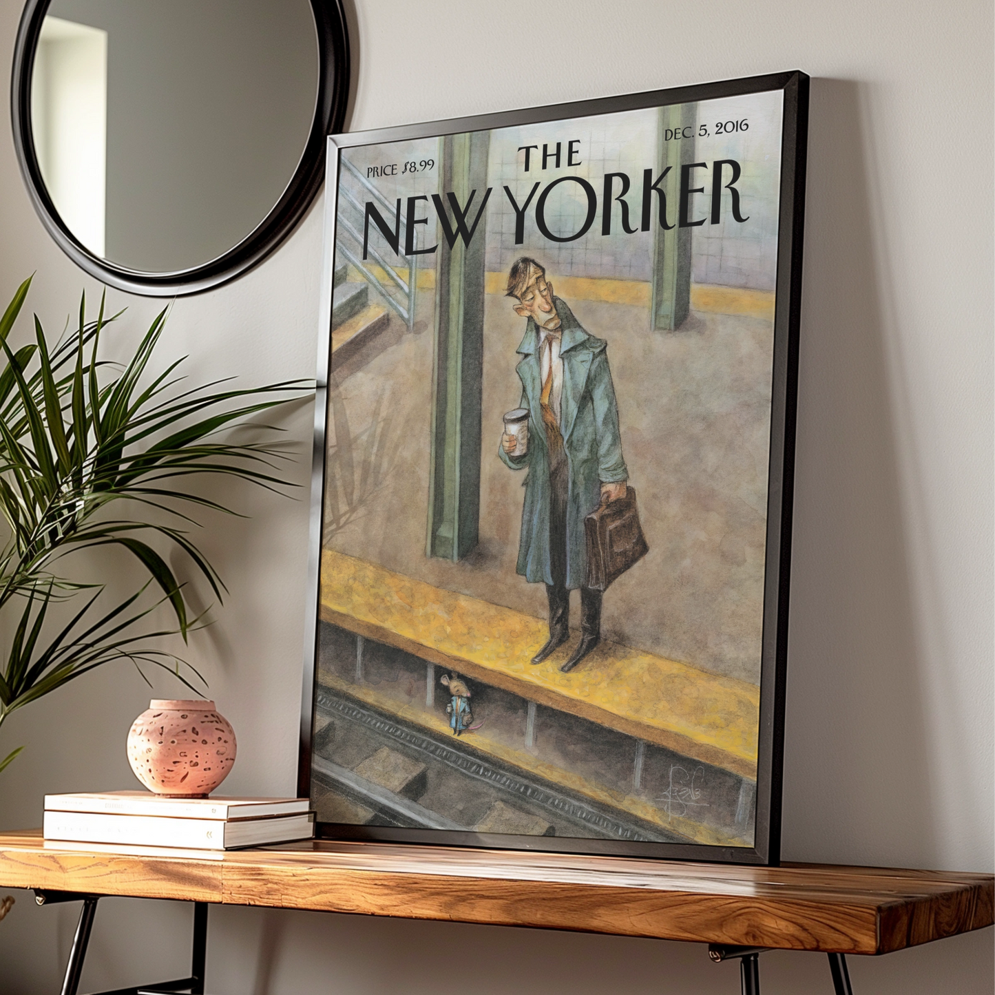 The New Yorker Cover Poster, NYC Subway Art Print, Commuter Wall Art, December 2016