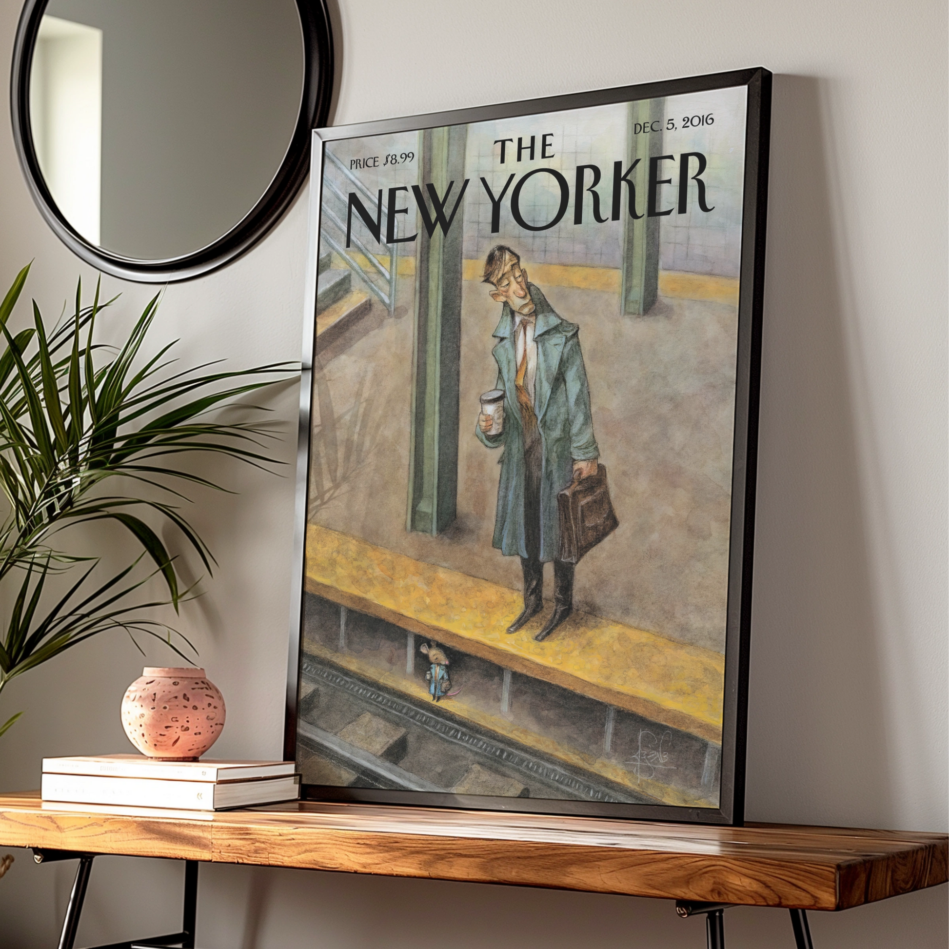 The New Yorker Cover Poster, NYC Subway Art Print, Commuter Wall Art, December 2016