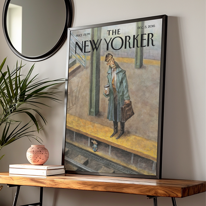 The New Yorker Cover Poster, NYC Subway Art Print, Commuter Wall Art, December 2016