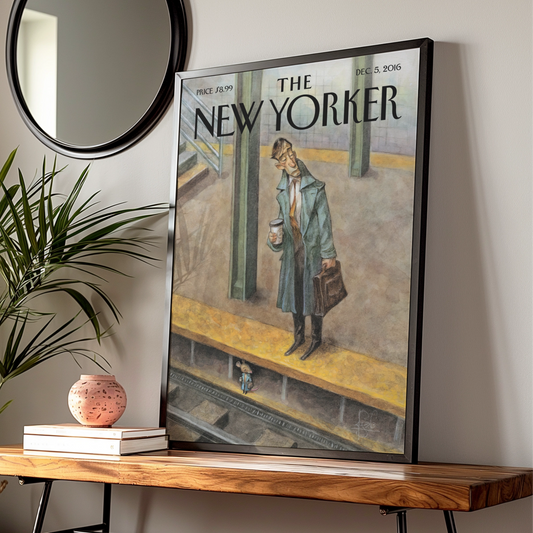 The New Yorker Cover Poster, NYC Subway Art Print, Commuter Wall Art, December 2016