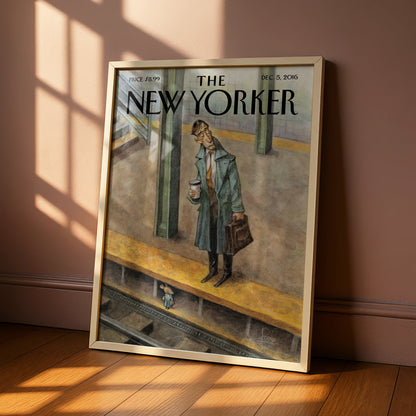 The New Yorker Cover Poster, NYC Subway Art Print, Commuter Wall Art, December 2016