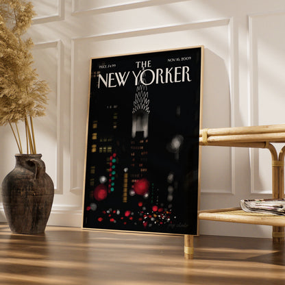 The New Yorker Poster, Chrysler Building Night Skyline, NYC Wall Art Print