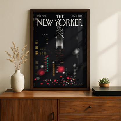 The New Yorker Poster, Chrysler Building Night Skyline, NYC Wall Art Print