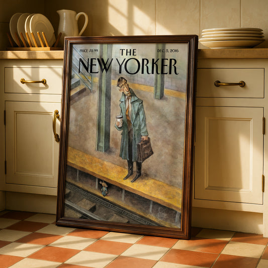 The New Yorker Cover Poster, NYC Subway Art Print, Commuter Wall Art, December 2016