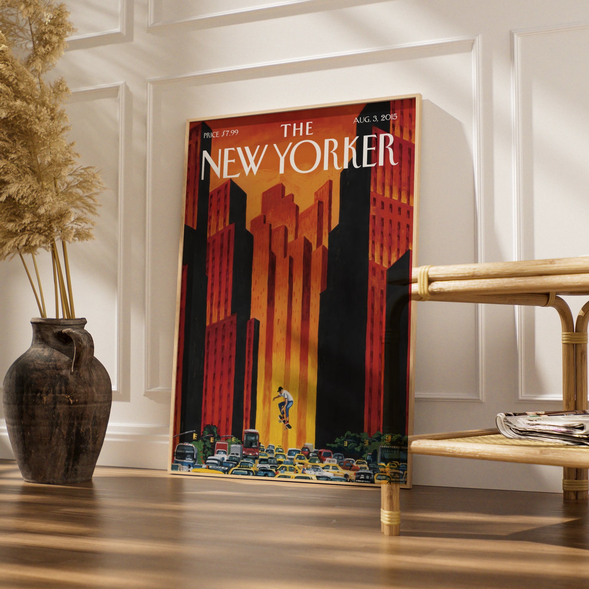 The New Yorker Poster, Skateboarder NYC Cover Art, New York City Wall Print