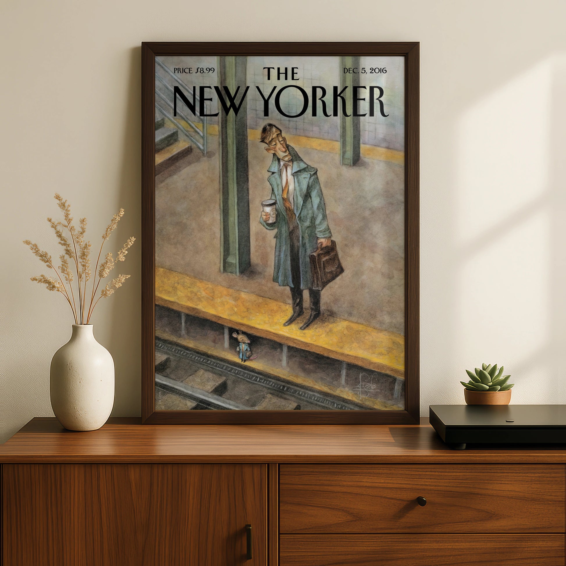 The New Yorker Cover Poster, NYC Subway Art Print, Commuter Wall Art, December 2016