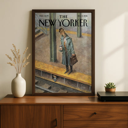 The New Yorker Cover Poster, NYC Subway Art Print, Commuter Wall Art, December 2016