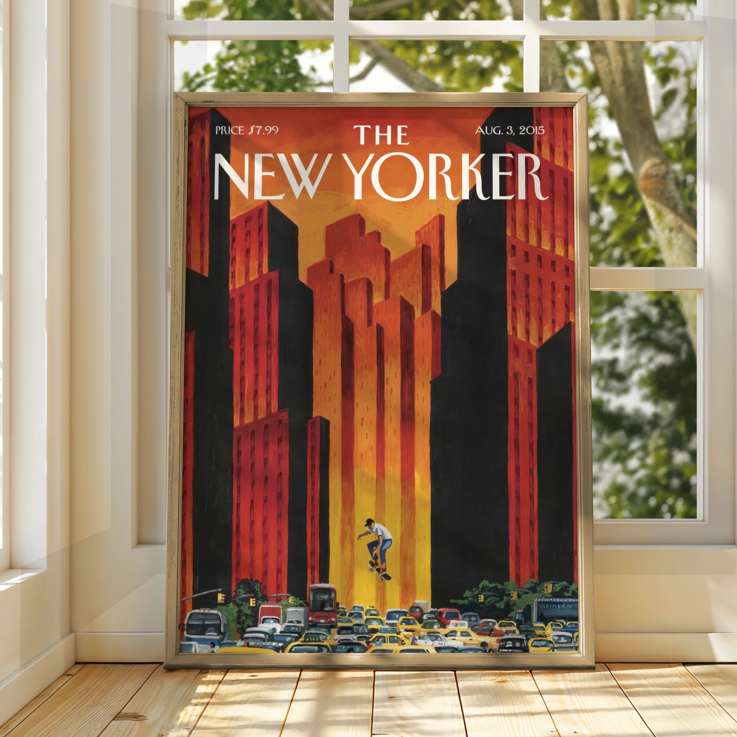 The New Yorker Poster, Skateboarder NYC Cover Art, New York City Wall Print