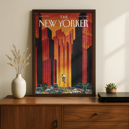 The New Yorker Poster, Skateboarder NYC Cover Art, New York City Wall Print