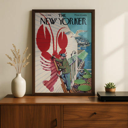 New Yorker 1958 Lobster Restaurant Poster, Vintage Coastal Wall Art Print