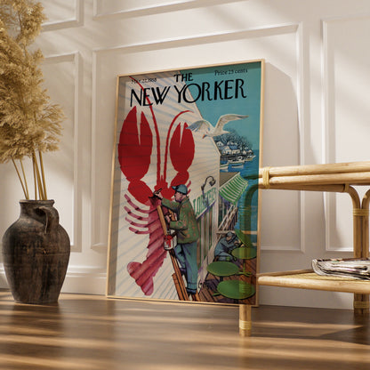 New Yorker 1958 Lobster Restaurant Poster, Vintage Coastal Wall Art Print