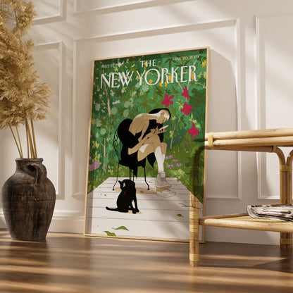The New Yorker Poster March 2017, Garden Woman Black Cat Wall Art Print