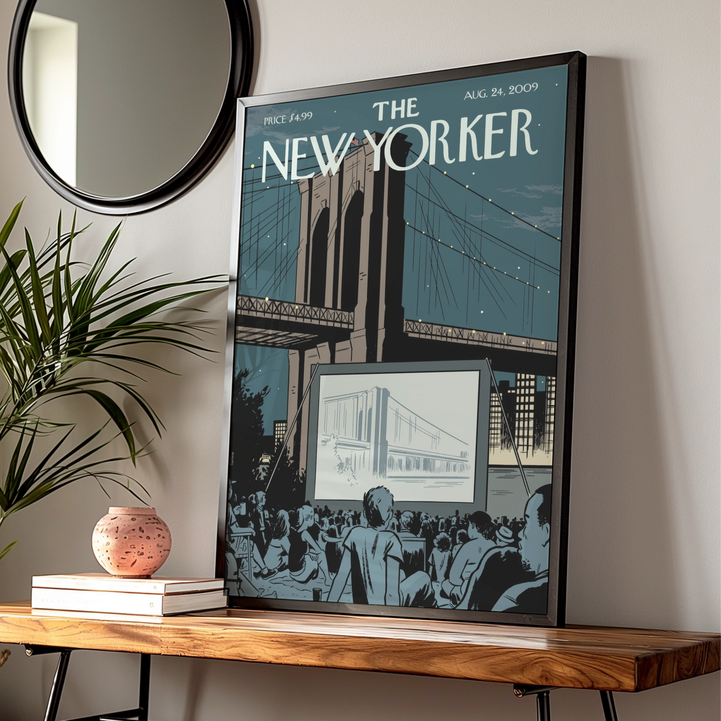 The New Yorker Poster, Brooklyn Bridge Outdoor Cinema, NYC Wall Art Print