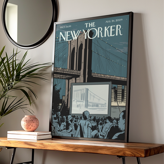 The New Yorker Poster, Brooklyn Bridge Outdoor Cinema, NYC Wall Art Print