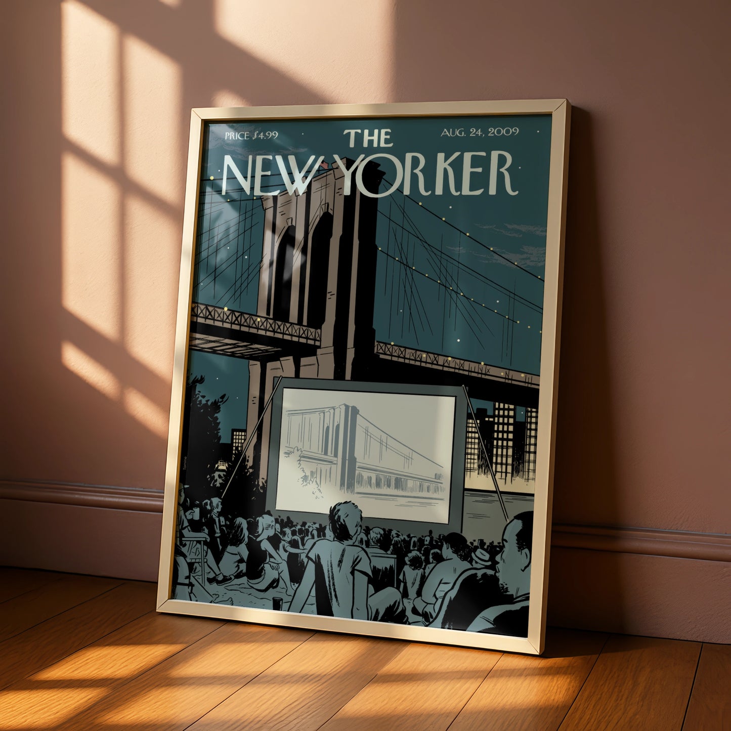 The New Yorker Poster, Brooklyn Bridge Outdoor Cinema, NYC Wall Art Print
