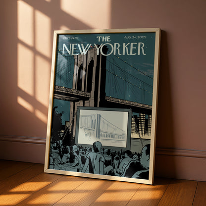The New Yorker Poster, Brooklyn Bridge Outdoor Cinema, NYC Wall Art Print