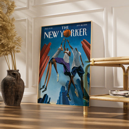 The New Yorker Basketball Poster, NYC Skyline Wall Art, Sports Cover Print