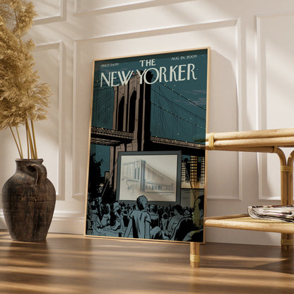 The New Yorker Poster, Brooklyn Bridge Outdoor Cinema, NYC Wall Art Print