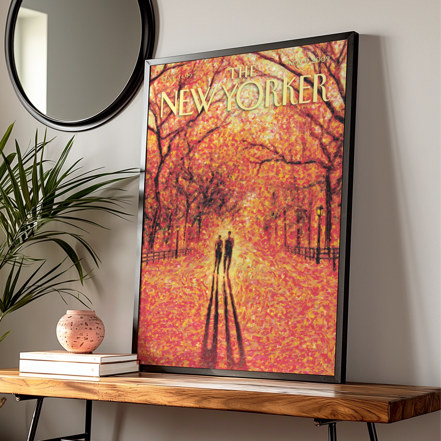 The New Yorker Autumn Park Poster, Fall Couple Wall Art, Central Park Print