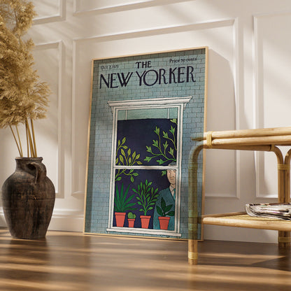 New Yorker 1971 Cover Poster, Houseplants Window Art Print, Vintage Magazine Wall Art