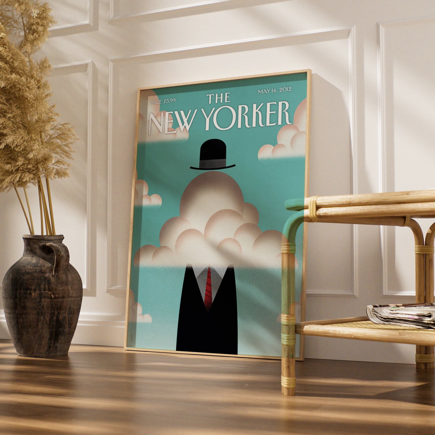 The New Yorker May 2012 Cover Poster, Bowler Hat Cloud Man, Surreal Wall Art Print