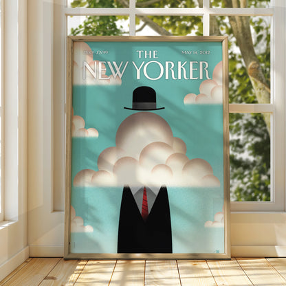 The New Yorker May 2012 Cover Poster, Bowler Hat Cloud Man, Surreal Wall Art Print