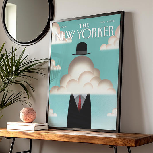 The New Yorker May 2012 Cover Poster, Bowler Hat Cloud Man, Surreal Wall Art Print