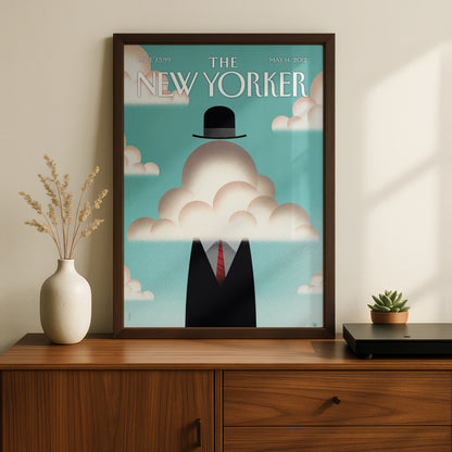 The New Yorker May 2012 Cover Poster, Bowler Hat Cloud Man, Surreal Wall Art Print