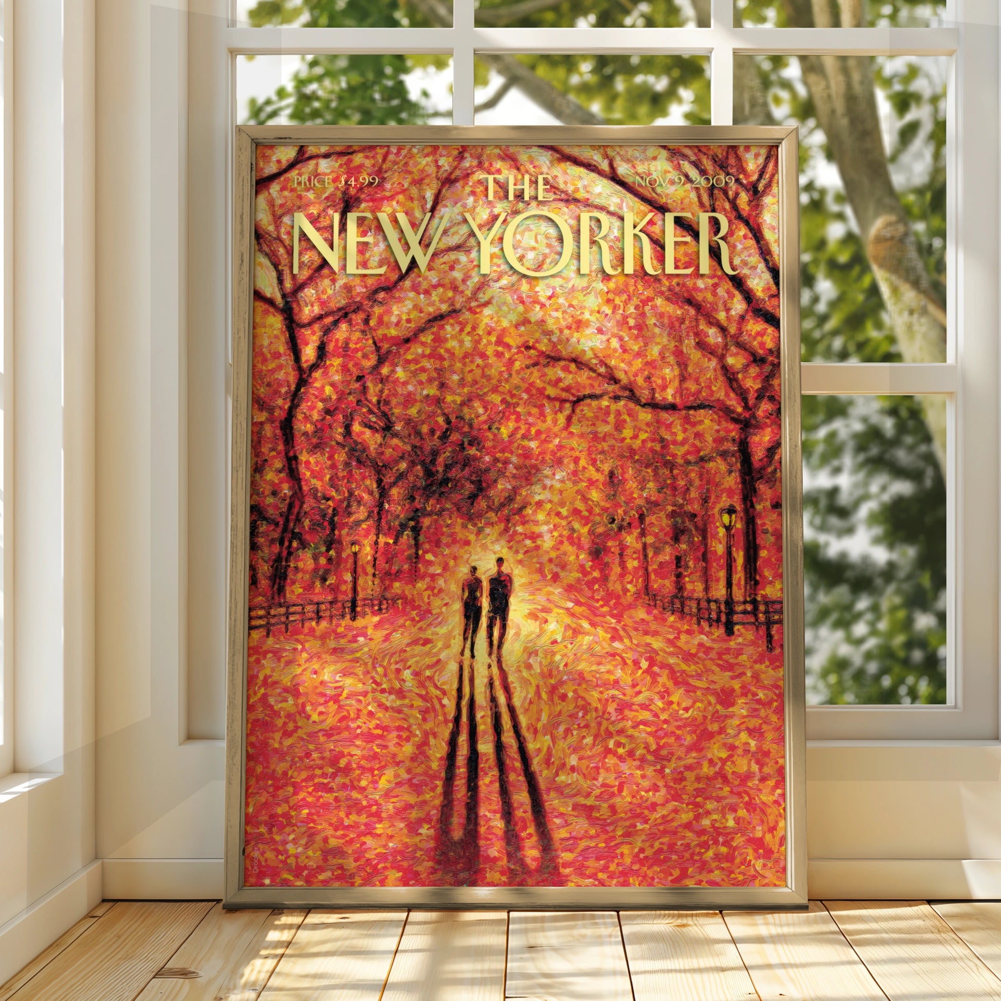 The New Yorker Autumn Park Poster, Fall Couple Wall Art, Central Park Print