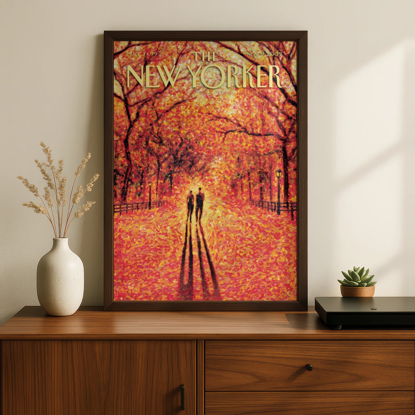 The New Yorker Autumn Park Poster, Fall Couple Wall Art, Central Park Print