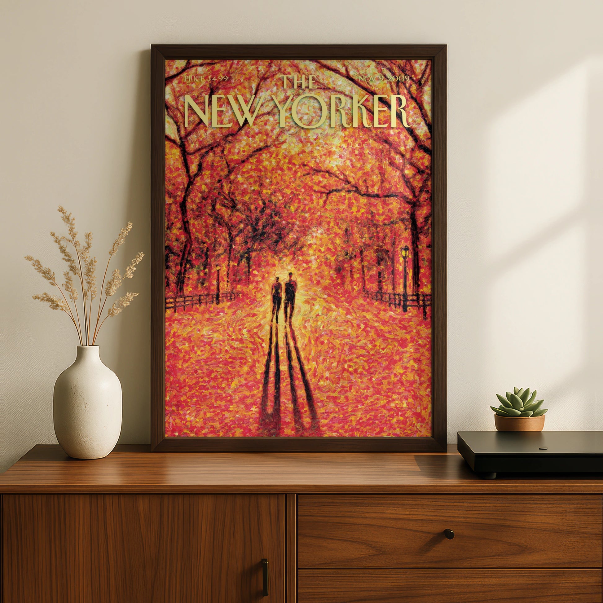 The New Yorker Autumn Park Poster, Fall Couple Wall Art, Central Park Print