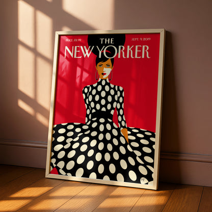 Fashion Woman Polka Dot Red Poster, Vintage Editorial Wall Art wall art print