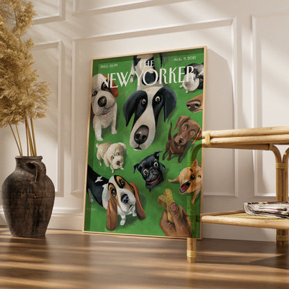 The New Yorker Dog Poster, Cute Dogs Wall Art, Puppy Cover Print, Pet Lover Gift