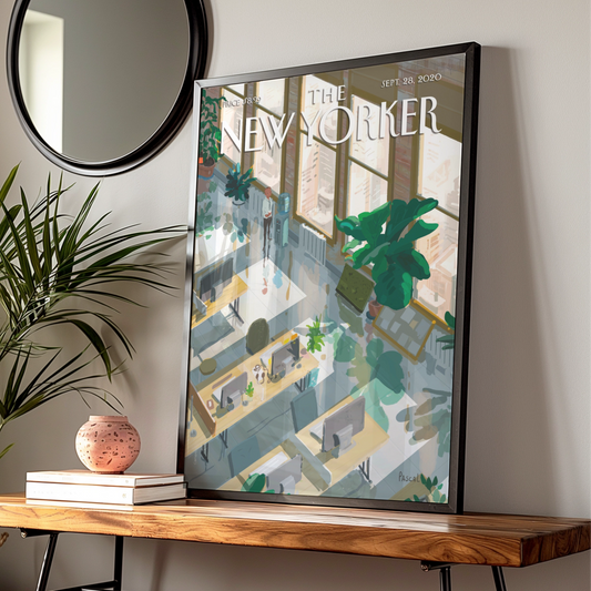 The New Yorker Poster Sept 2020, Empty Office Art Print, NYC Wall Decor