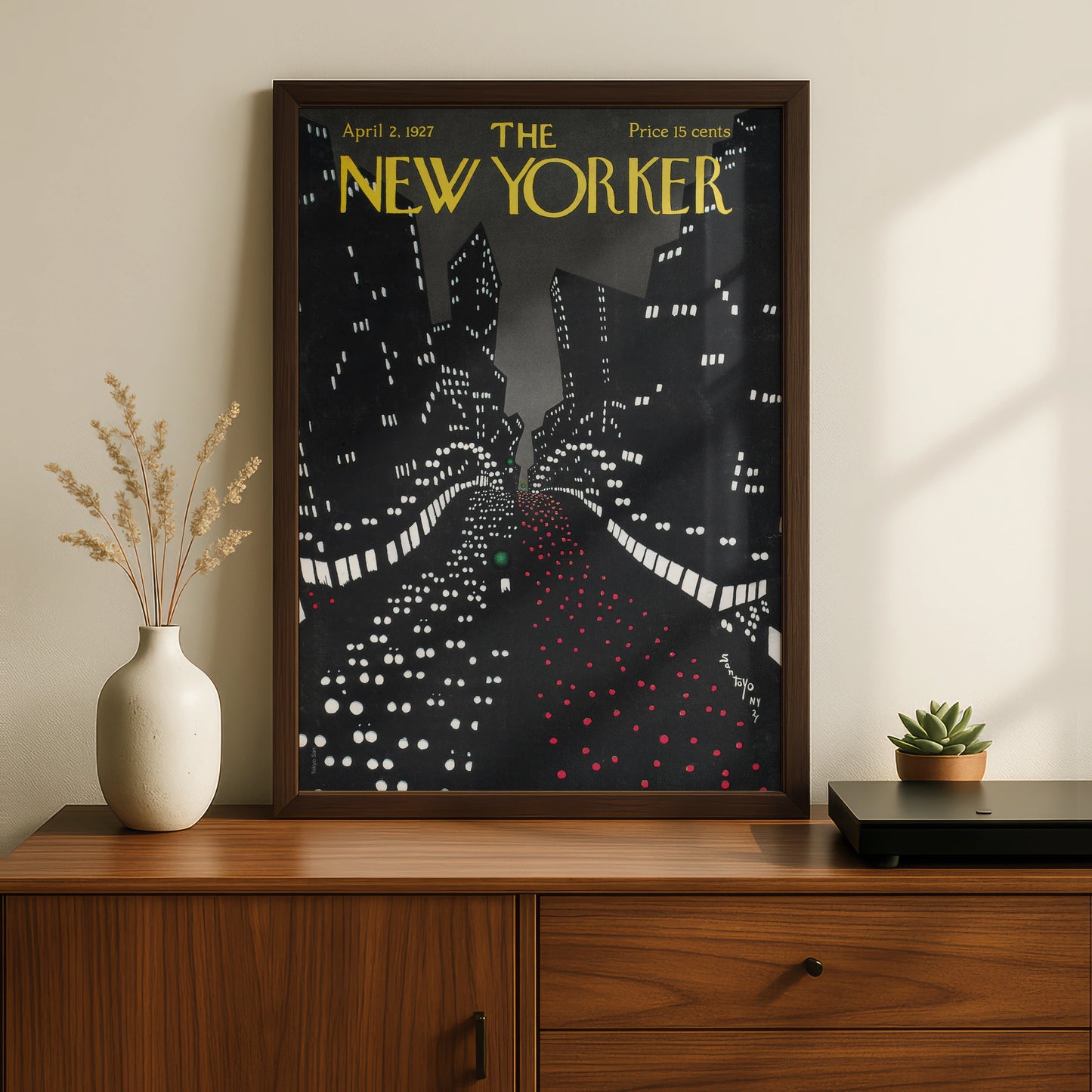 New Yorker 1927 Cover Poster, NYC Night Skyline Art, Vintage City Wall Art Print