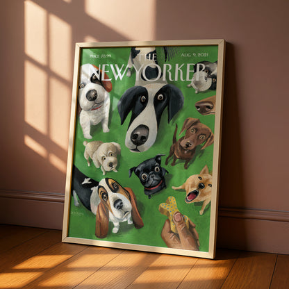 The New Yorker Dog Poster, Cute Dogs Wall Art, Puppy Cover Print, Pet Lover Gift