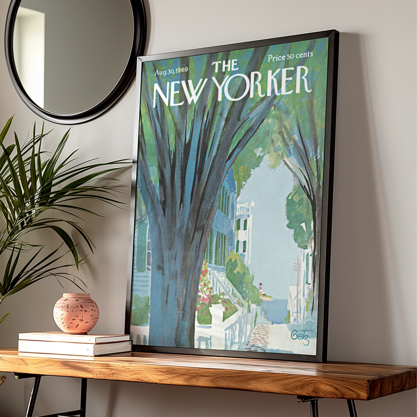 The New Yorker 1969 Poster, Coastal Summer Art, Lighthouse Wall Art Print, Getz Cover