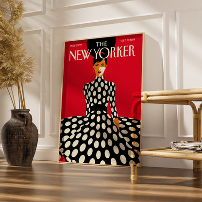 Fashion Woman Polka Dot Red Poster, Vintage Editorial Wall Art wall art print