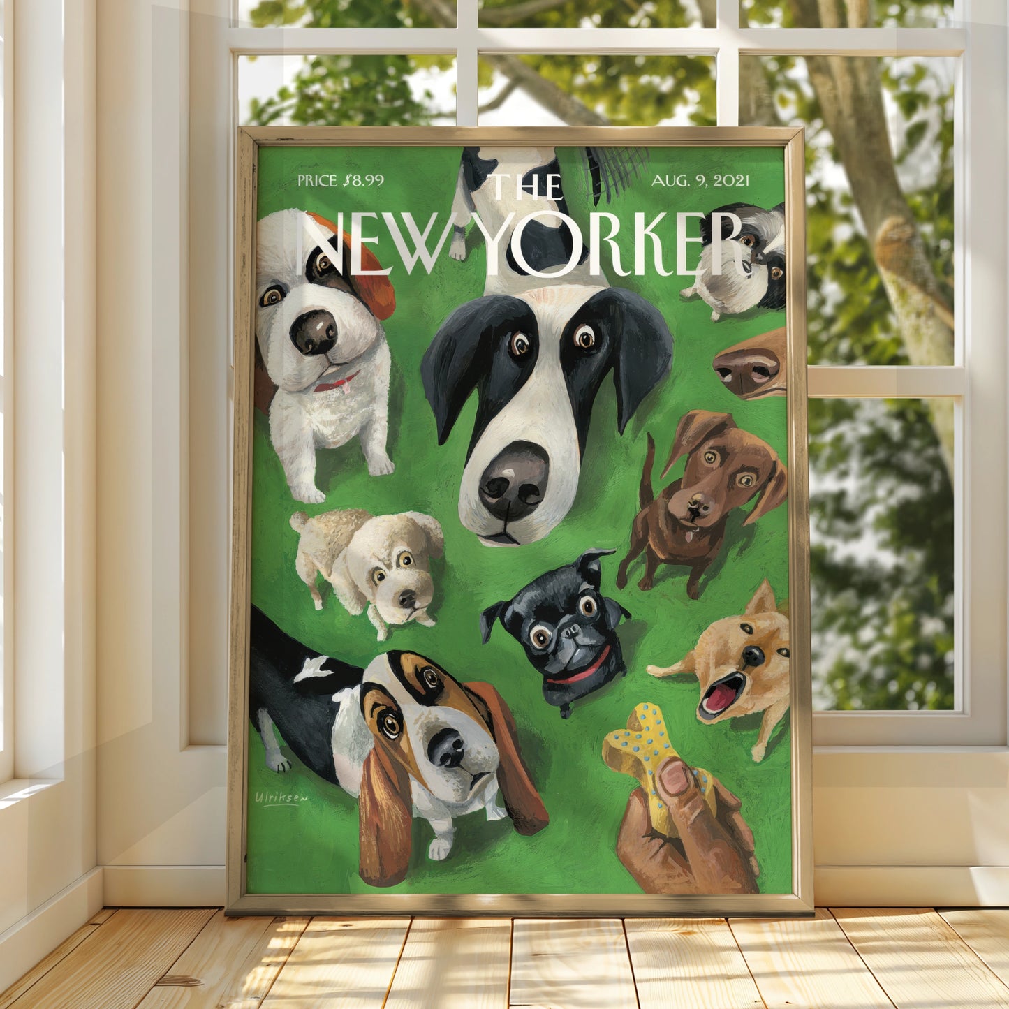 The New Yorker Dog Poster, Cute Dogs Wall Art, Puppy Cover Print, Pet Lover Gift