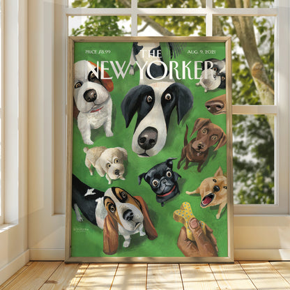 The New Yorker Dog Poster, Cute Dogs Wall Art, Puppy Cover Print, Pet Lover Gift
